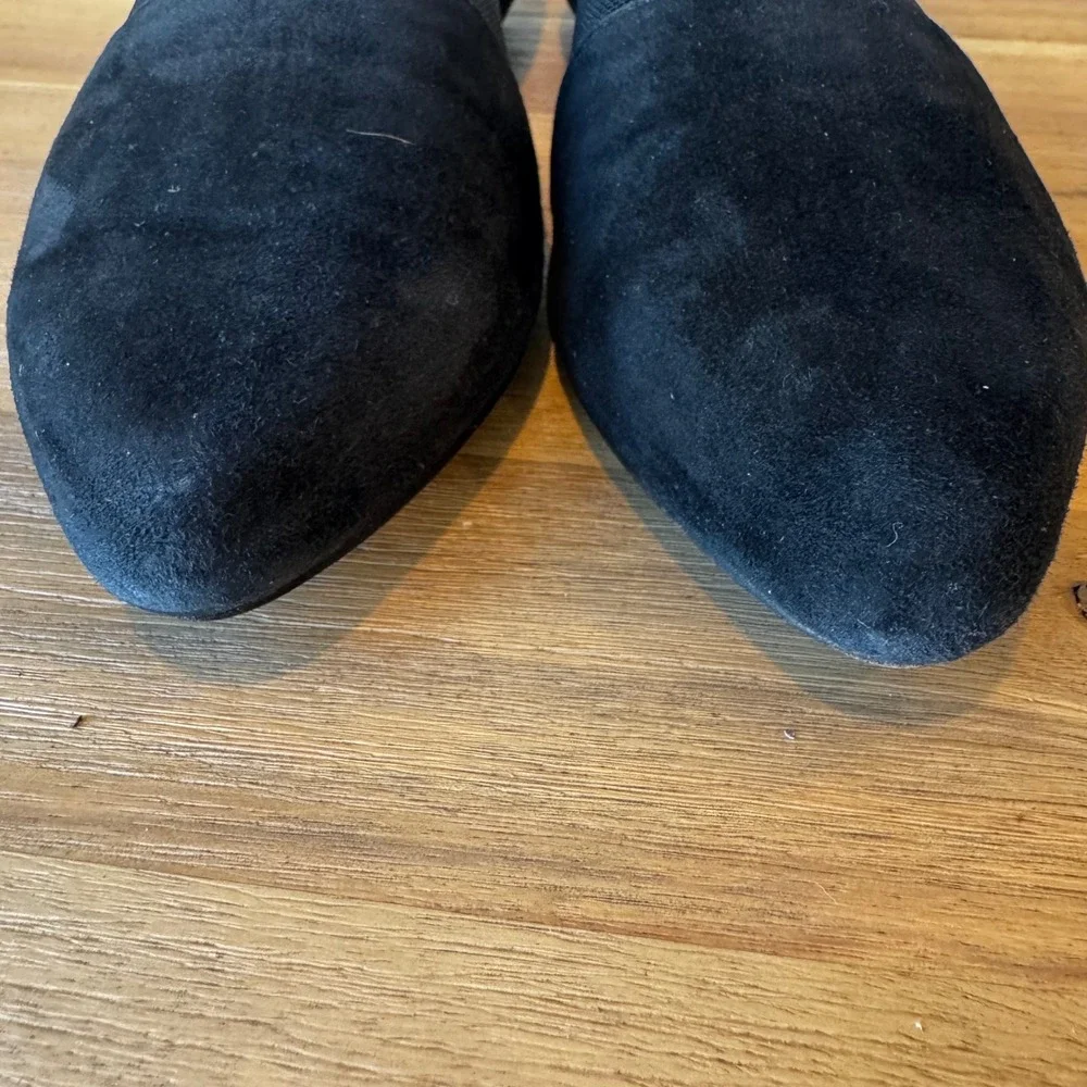 Eileen Fisher Women 6.5‎ Black Suede Pointed Toe d'Orsay Flats Elastic Strap